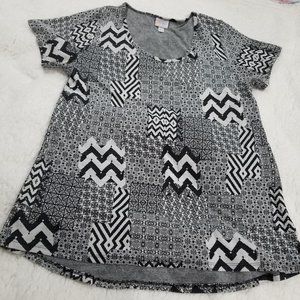 LuLaRoe Black and Gray Printed Top - Size L
